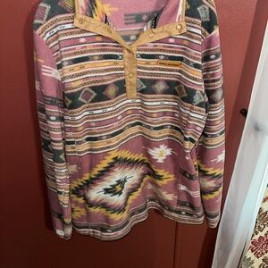 Simply Southern Pink and Yellow Patterned Pullover